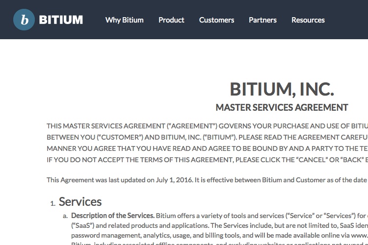 Screenshot of Bitium and