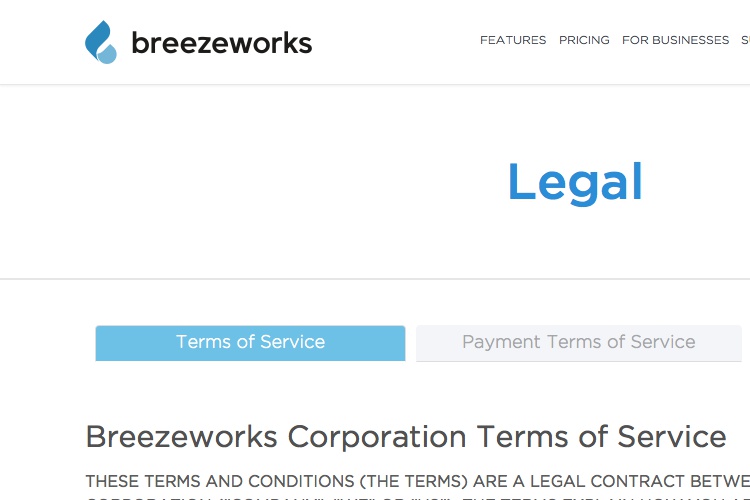 Screenshot of Breezeworks 